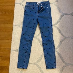 Madewell “10 inch skinny” blue jeans with blue stars